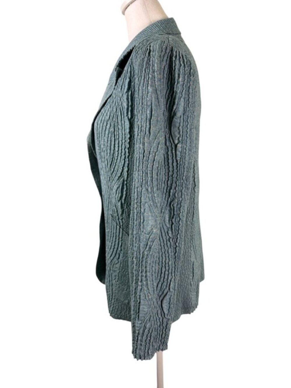 Flair Sage Green Crinkle Textured Blazer Jacket M Button Front Lightweigt - Picture 5 of 12